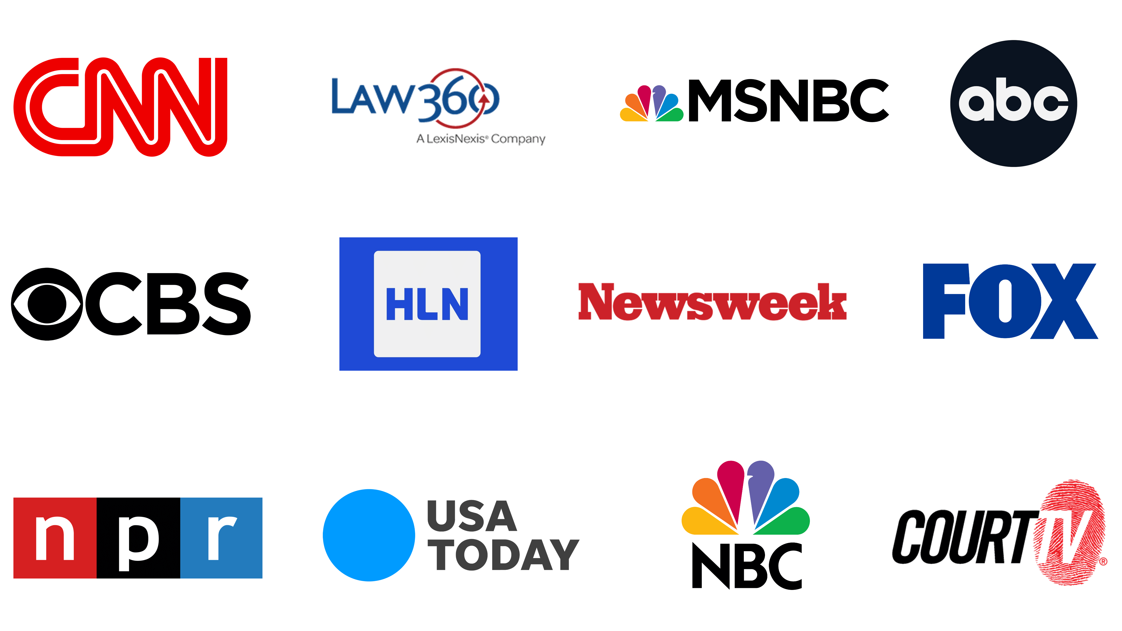 Featured publications including CNN, CBS News, ABC, NBC, Fox News, and The New York Times